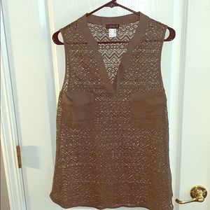 VENUS Size L Green Sleeveless Crochet Top